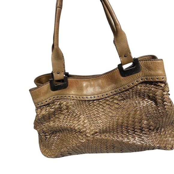 Francesco Biasia leather weave tan shoulder bag - Picture 1 of 8